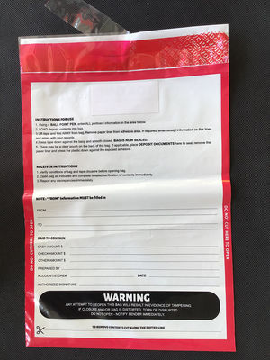Sac en plastique de messagerie de sécurité en espèces certifié ISO9001 pour sac de dépôt bancaire avec vanne