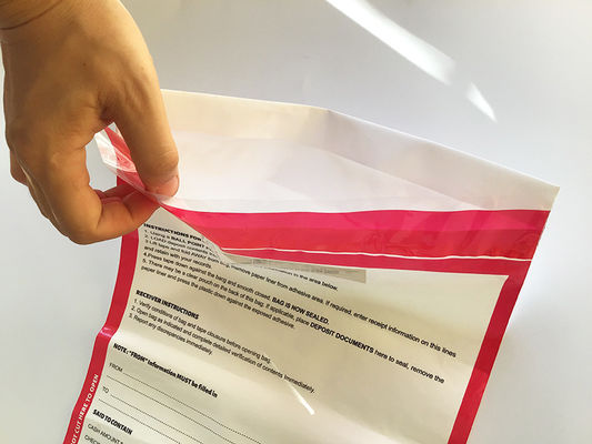 Sac en plastique de messagerie de sécurité en espèces certifié ISO9001 pour sac de dépôt bancaire avec vanne