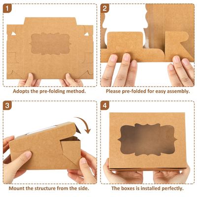 Papeterie artisanale de qualité alimentaire blanche boulangerie emballage de biscuits avec fenêtre en PVC