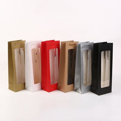 Couleur personnalisée 2 couches d'emballage papier kraft bouteille de vin whisky cadeaux sacs pour la mode