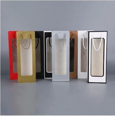 Couleur personnalisée 2 couches d'emballage papier kraft bouteille de vin whisky cadeaux sacs pour la mode