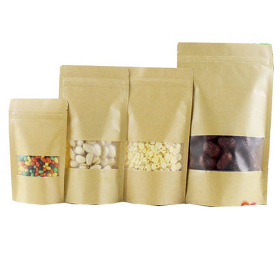 Commande personnalisée acceptée Sac en papier kraft certifié SGS avec fenêtre et fermeture à glissière