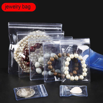 Fermeture à glissière Petits sacs à bijoux avec logo personnalisé Sacs d'oreille en plastique transparent épais