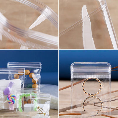 Fermeture à glissière Petits sacs à bijoux avec logo personnalisé Sacs d'oreille en plastique transparent épais