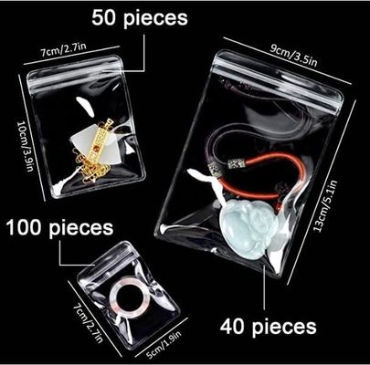Logo imprimé sur mesure Sac à fermeture à glissière en plastique pour bijoux Sac à collier Sac à glissière