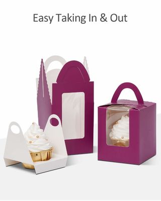 2.5 pouces de haut Logo personnalisé boîte à gâteaux en plastique transparent avec fenêtre insert et poignée