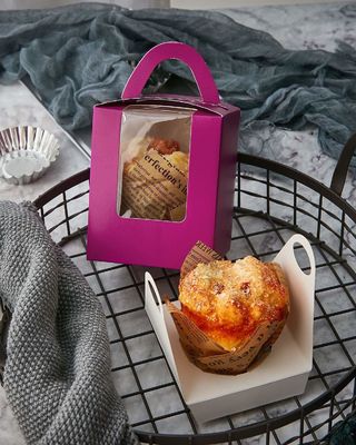 2.5 pouces de haut Logo personnalisé boîte à gâteaux en plastique transparent avec fenêtre insert et poignée