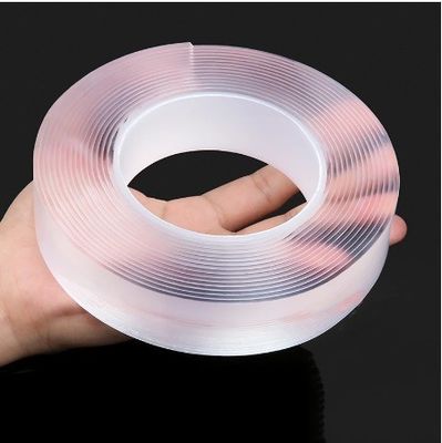 Nano bande double face lavable pour crochet / cuisine / salle de bains 1 mm / 2 mm x 50 mm transparente